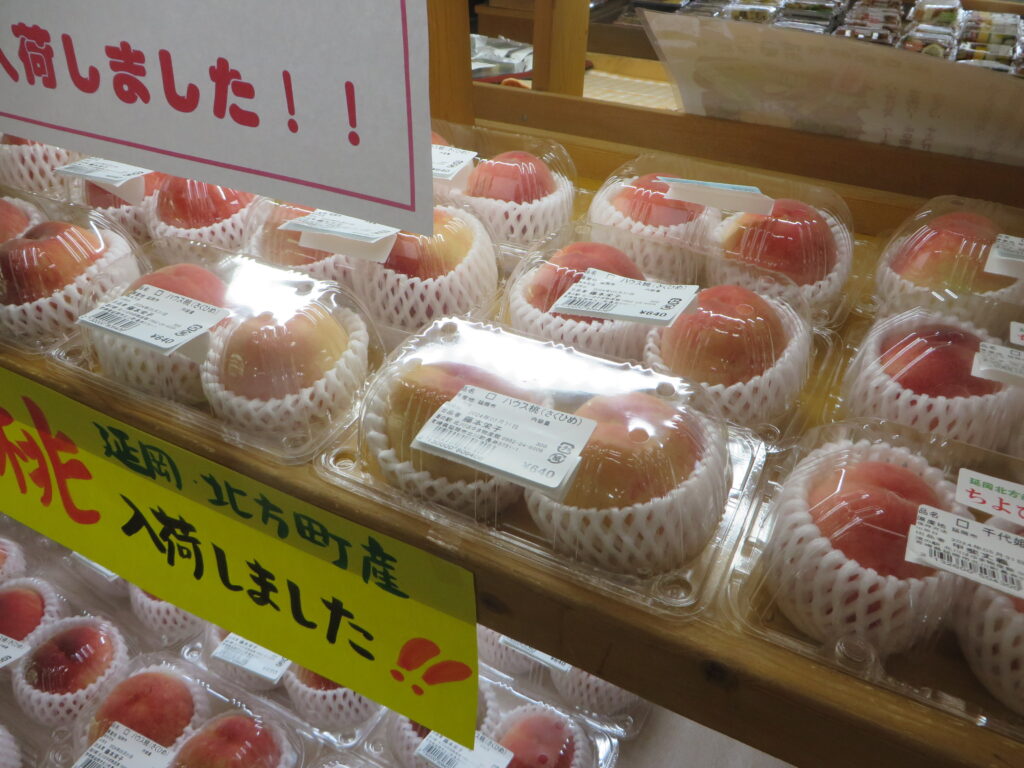 延岡市北方町産桃「ちよひめ」、「さくひめ」入荷しました。