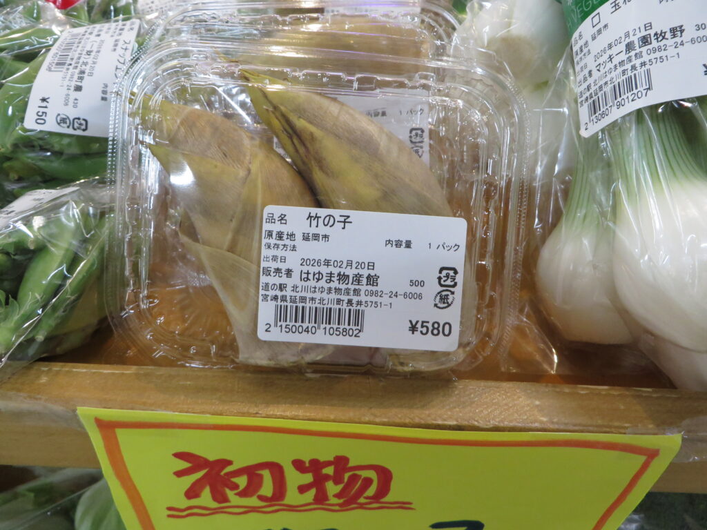「初物　竹の子」入荷しました（道の駅北川はゆま　物産売店・令和８年２月２０日（金））